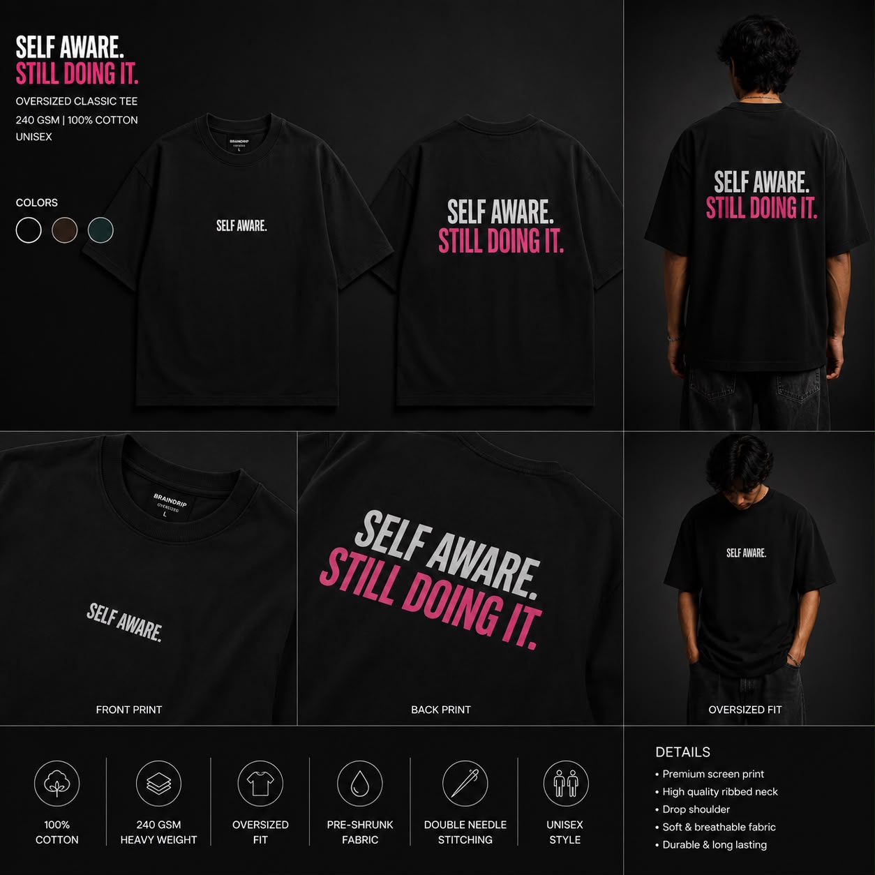 Self Aware | Oversized Classic T-Shirt | 3 Colors